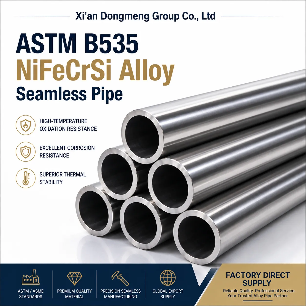 ASTM B535 NifeCrsi qotishuv quvuri